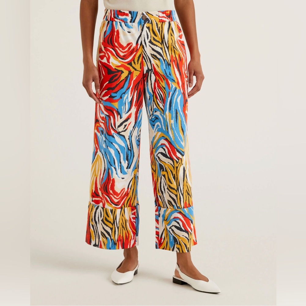 🟢 UNITED COLORS OF BENETTON. 🟢 Multicolor Animal Print Trousers [XS] 🦓
